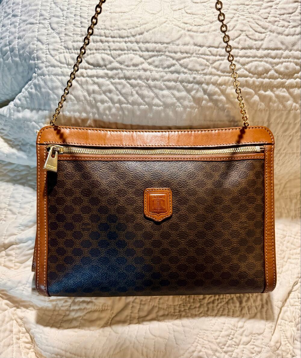 Authentic Vintage Celine Macadam Clutch/ Handbag W/ COA